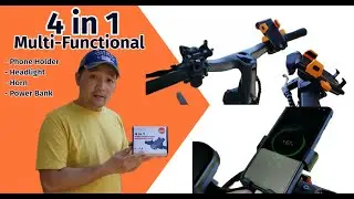 4 in 1 Bike Scooter Phone Holder, Headlight, Electronic Horn & Power Bank