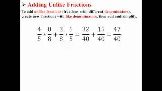 Adding and Subtracting Unlike Fractions