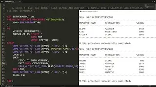 PLSQL Procedure to ask DeptNo from user and display the details of employees (Using Cursors Demo-1)