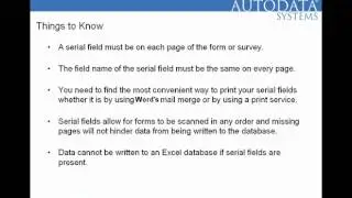 Serial Fields In Scannable Office