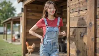Rural Glam Korean Girl's Denim Overalls Lookbook Farm Core Aesthetic Casual Outfit Ideas