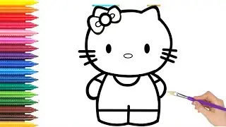 How to Draw Hello Kitty for Kids 🌈🐱 Bolalar uchun qizil Kiti qanday chiziladi
