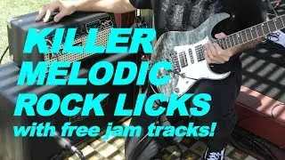5 KILLER Melodic Rock guitar licks lesson: with tabs & FREE JAM TRACKS