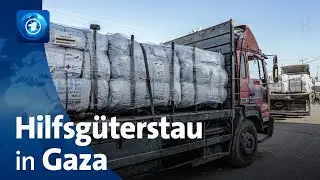 Hilfsgüterstau am Grenzübergang zu Gaza