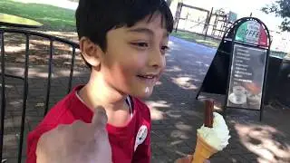 Kids playtime hide and seek with mum in the park