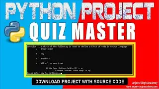 Python Project | Quiz Master Python Project in 10 Mins | How to develop project in python easy steps