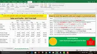 Lock the specific cell and ranges in excel