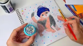 DIY PAPER craft CAT in HAT / How to dray CAT easy / ASMR DIY craft and art video