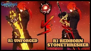 DILUC: R1 UNFORGED VS R1 REDHORN STONETHRESHER! (COMPARISON) | Genshin Impact