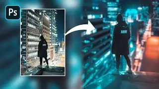 Cyberpunk Neon city | photoshop manipulation tutorial