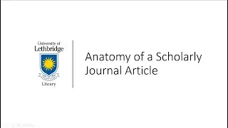 Anatomy of a Scholarly Journal Article