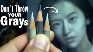 YES!...We can use GRAYs for Skin-Tone! Realistic Colored Pencil Portrait Drawing Tutorial