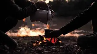 People Pouring a Warm Drink Around a Campfire | Cinematic Shots | Copyright Free Videos