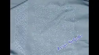 Вишивка прямою лиштвою мотиву на рукаві
