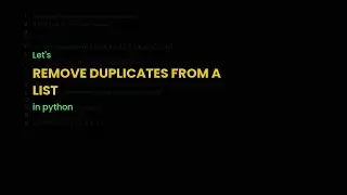Remove duplicates from a list