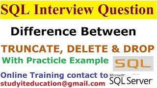 What is Difference between Delete, Drop and Truncate in SQL Server.