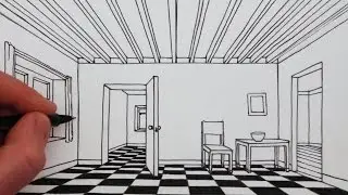 How to Draw a Room in 1-Point Perspective: Narrated Drawing