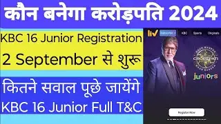 KBC Season 16 Junior Registration | KBC Junior Registration Starts 2 September | KBC 16 Junior T&C