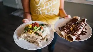 BOMB BREAKFAST CREPES // Tofu scramble + Dessert Recipe!