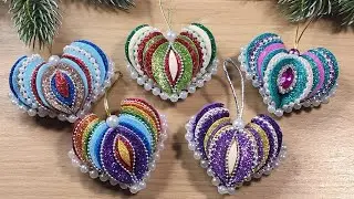 Новогодние игрушки из фоамирана, сердечки на ёлку ПРОСТО 🎄 diycraft  christmas ornaments DIY