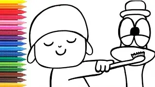 How to Draw Pocoyo Brushing Duck's Teeth  For Kids👶🦆 Bolalar uchun Pocoyo qanday chizish mumkin