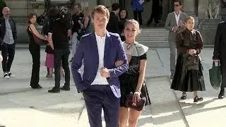 Ansel Elgort and Violetta Komyshan at Valentino Fashion Show in Paris