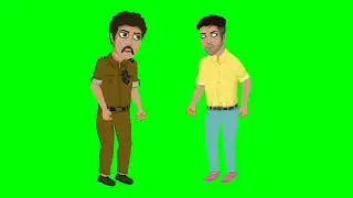 green screen police animation video / green screen cartoon character talking 