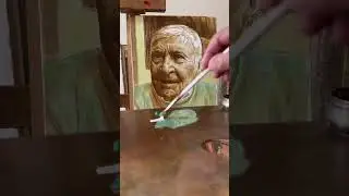 Портрет пожилого мужчины в технике многослойной живописи, холст, масло.
