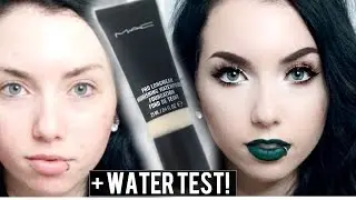 NEW MAC Pro Longwear Waterproof Foundation NC15 Review, Demo & WATER TEST!