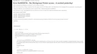 No Workgroup Printer access (Printer Not Connect)