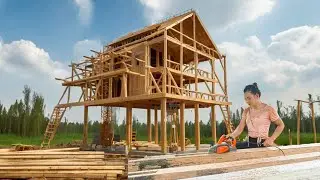 Strong Woman Renovates Old House Just $100- Destroys House and Builds New Frame, in 30-Minute Video