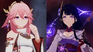 (SPOILER ALERT) Yae Miko Helps Traveler To Defeat Raiden Shogun Cutscene