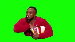 Big E eating popcorn green screen