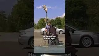 Motorcyclist drives state trooper into oncoming traffic 
