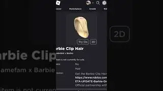 ( New Free Item ) How to get Barbie Clip Hair ROBLOX ( 2023 ) DeanOfficial YT