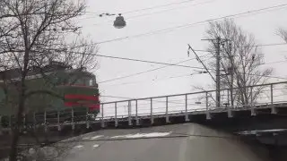 Электровоз ВЛ10у-703 с думпкарной вертушкой на Финляндском мосту, СПб