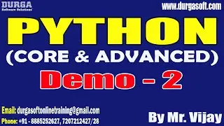 PYTHON tutorials || Demo - 2 || by Mr. Vijay On 18-01-2024 @7PM IST
