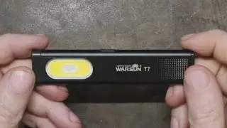 Warsun T7 LED flashlight, multiple LED COBs, belt/hat clip, multiple modes including red/blue strobe