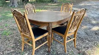 I saved this ugly dining set… DIY Dining Table Makeover