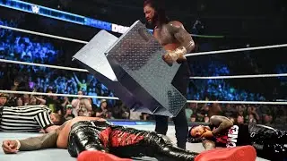 Angry Roman Reigns Brutally Destroys Jimmy & Jey Uso WWE Smackdown 2023 Highlights