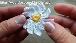 Ромашка крючком 🌼 Цветочный мотив для ирландского кружева