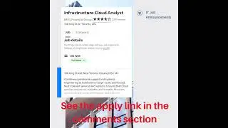 Infrastructure Cloud Analyst | Toronto | Link in Comments Section