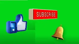 YouTube like subscribe bell icon buttons green screen
