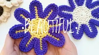 МК. Вяжем крючком цветок🌺 Легко и красиво 💙 Подставка под чашки🧶 Crochet this flower with 💞