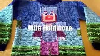 Вязание крючком.Стив в алмазной броне из Майнкрафт.Мастер-класс,ч.3.