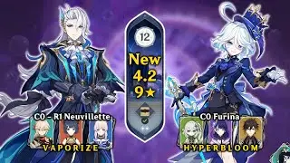 NEW Spiral Abyss 4.2 | C0R1 Neuvillette Vaporize & C0 Furina Archons Hyperbloom | 9★
