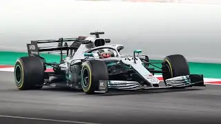 2019 Mercedes AMG W10 EQ Power+ in action at Circuit de Barcelona-Catalunya
