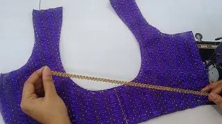 Net model lace blouse design cutting and stitching back neck