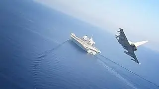 RAF Typhoon jets exercise with the Carrier Strike Group in the Mediterranean