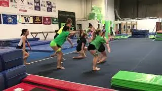 Teammates dancing Alexa's gymnastics floor routine | Alexa Chan Level 7